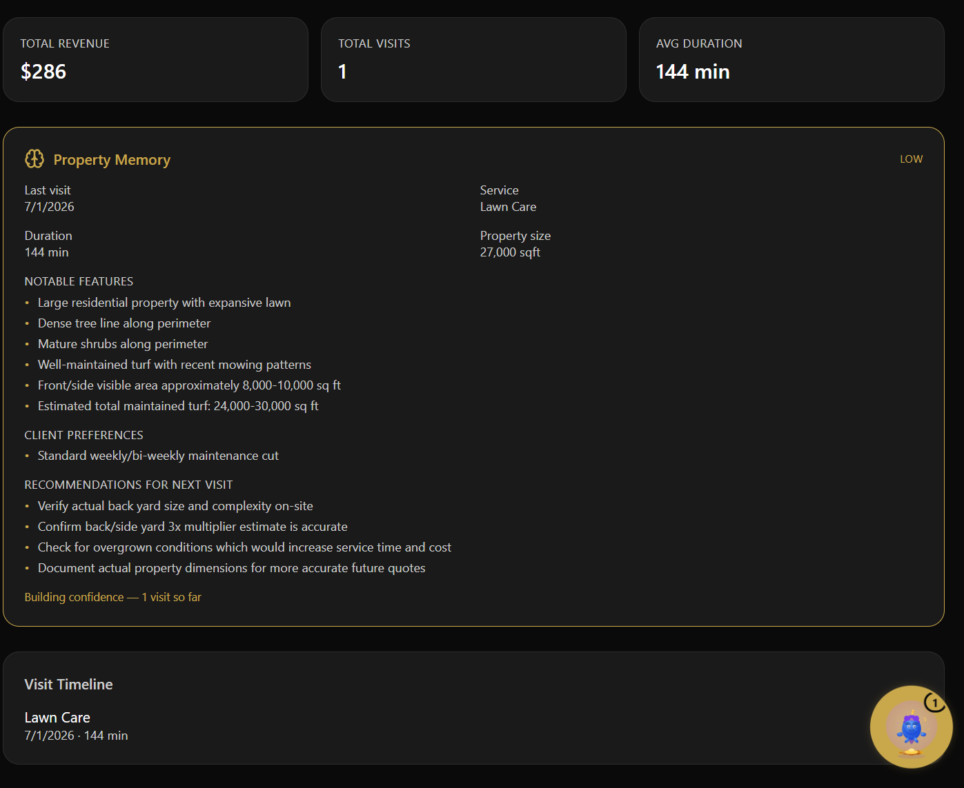 GENIE returning customer property history feature
